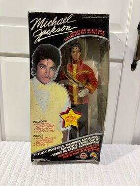 LJN Vintage 1984 Michael Jackson 80’s Doll AMA Red jacket Doll With Accessories